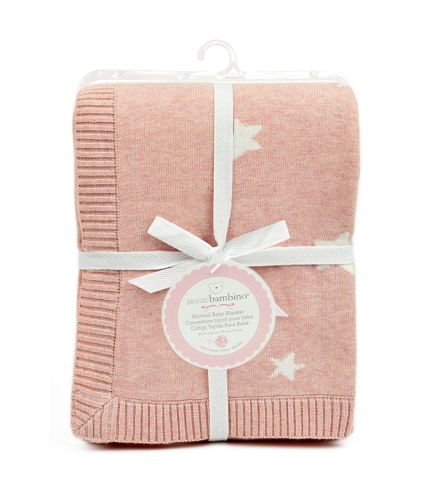 Knitted Star Baby Blanket - Pink