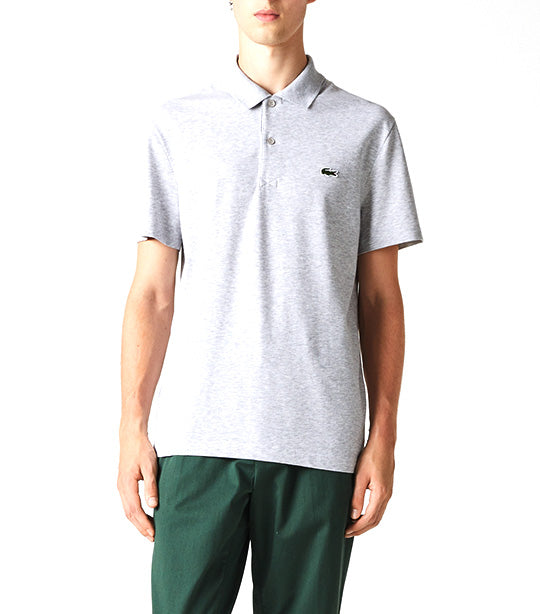 Men's Regular Fit Stretch Organic Cotton Polo Shirt Silver Chine