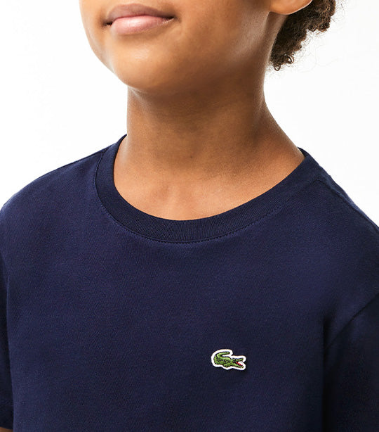 Boys' Crew Neck Cotton Jersey T-shirt Navy Blue