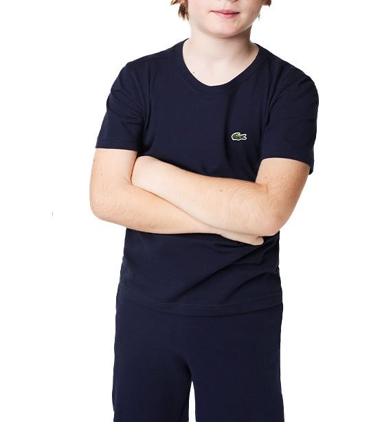 Boys' Crew Neck Cotton Jersey T-shirt Navy Blue