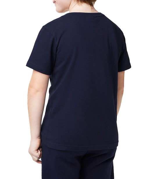 Boys' Crew Neck Cotton Jersey T-shirt Navy Blue