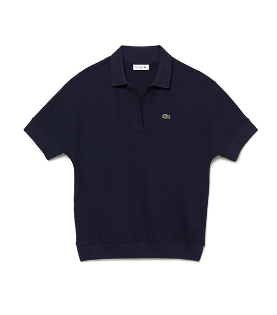 Women's Flowy Piqué Polo Shirt Navy Blue