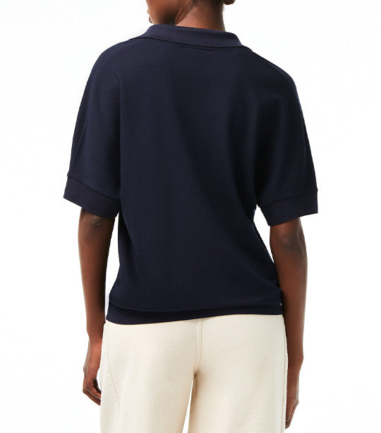 Women's Flowy Piqué Polo Shirt Navy Blue