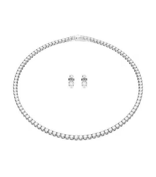 Matrix Tennis Set Round Cut, White, Rhodium Plated White