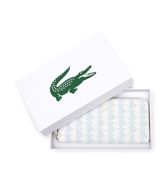 Lacoste Men's Monogram Print Small Zip Wallet