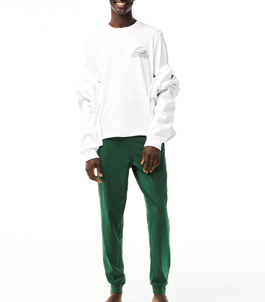 Men’s Cotton Jersey Pajama Set White/Green