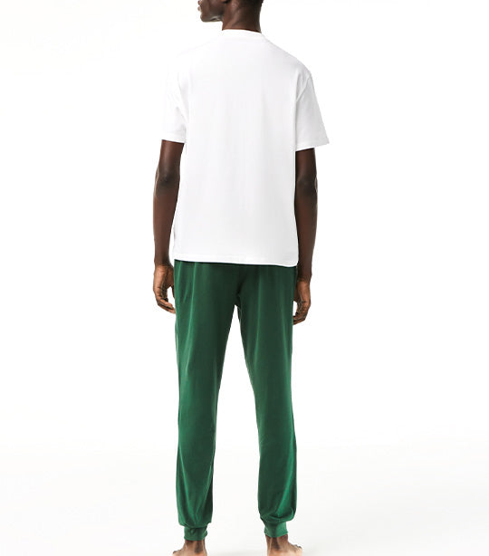 Men’s Cotton Jersey Pajama Set White/Green