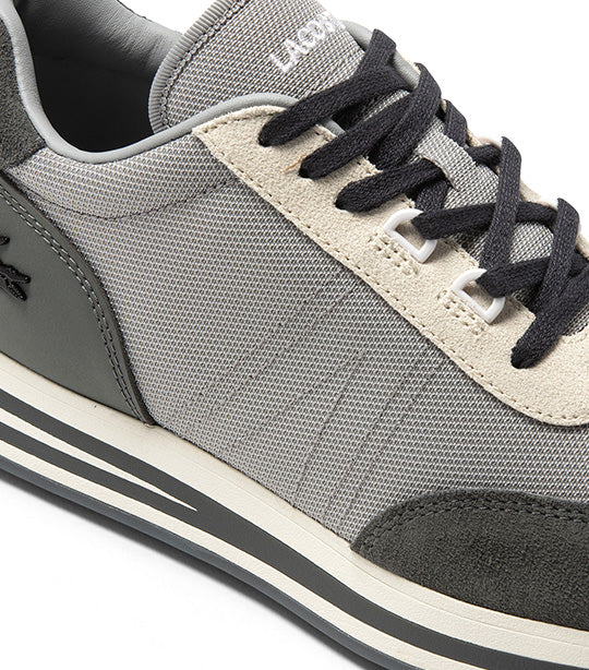 Men's L-Spin Leather and Textile Sneakers Gray