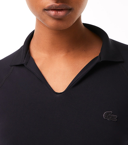 Women's Short Thumb Hole Polo Shirt Black