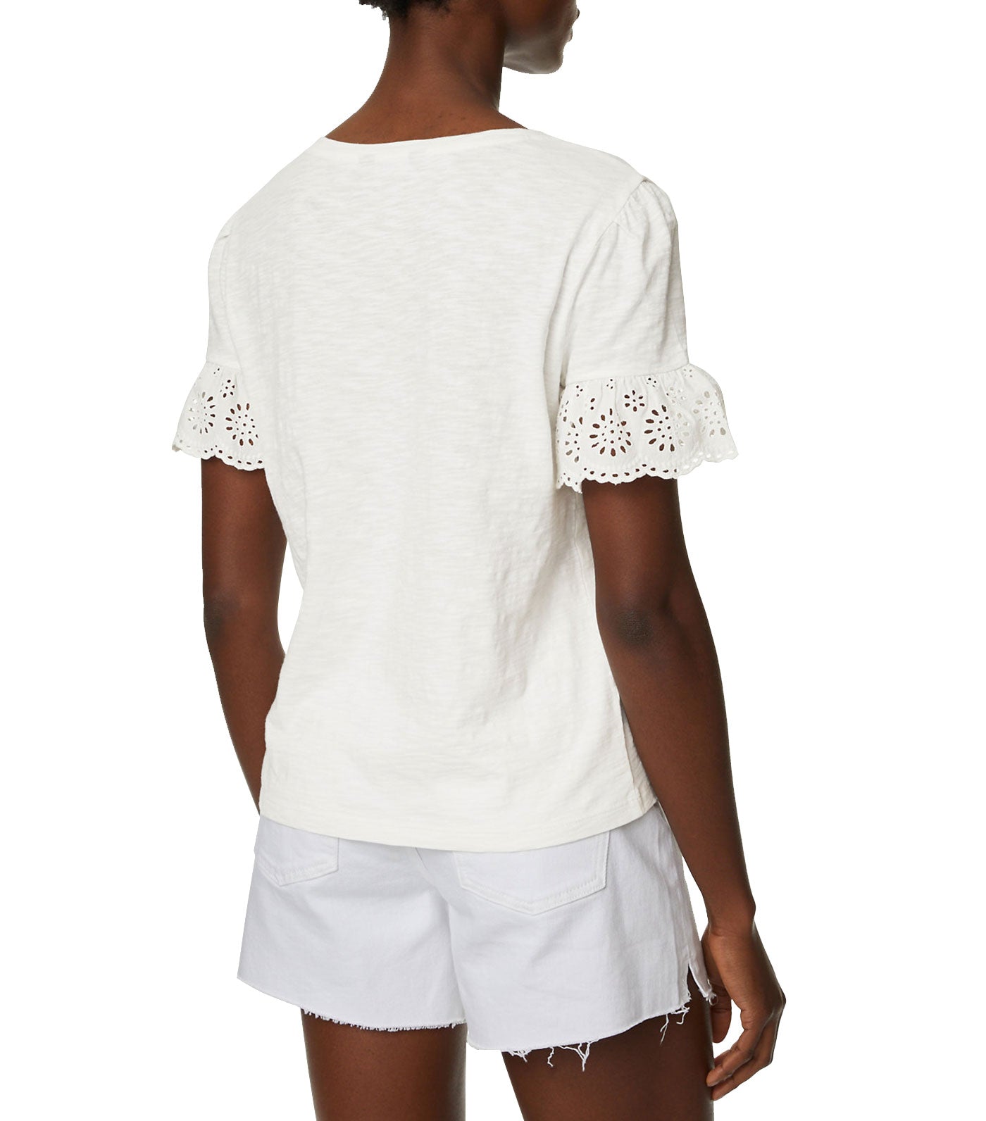Pure Cotton Broderie Top Ivory