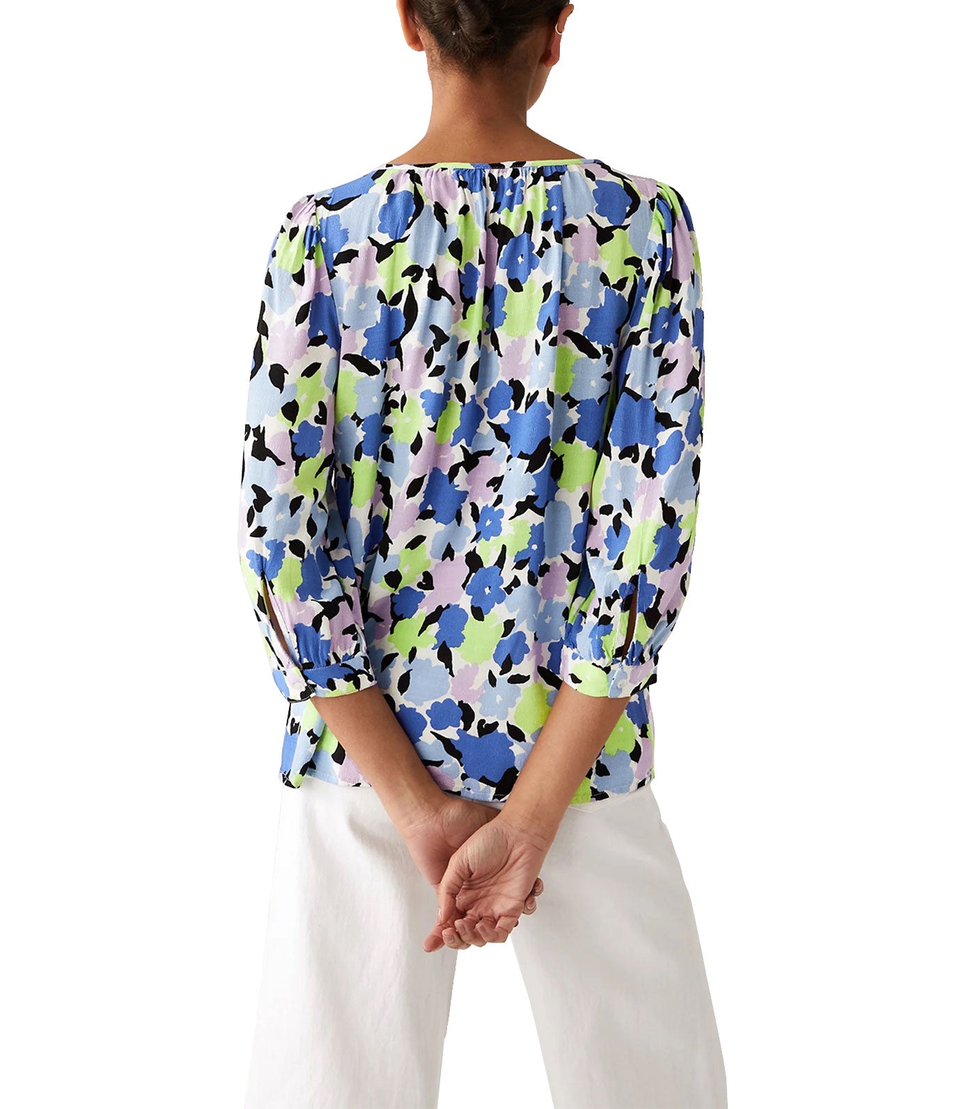 Floral Print Longline Short Sleeve Blouse, M&S Collection