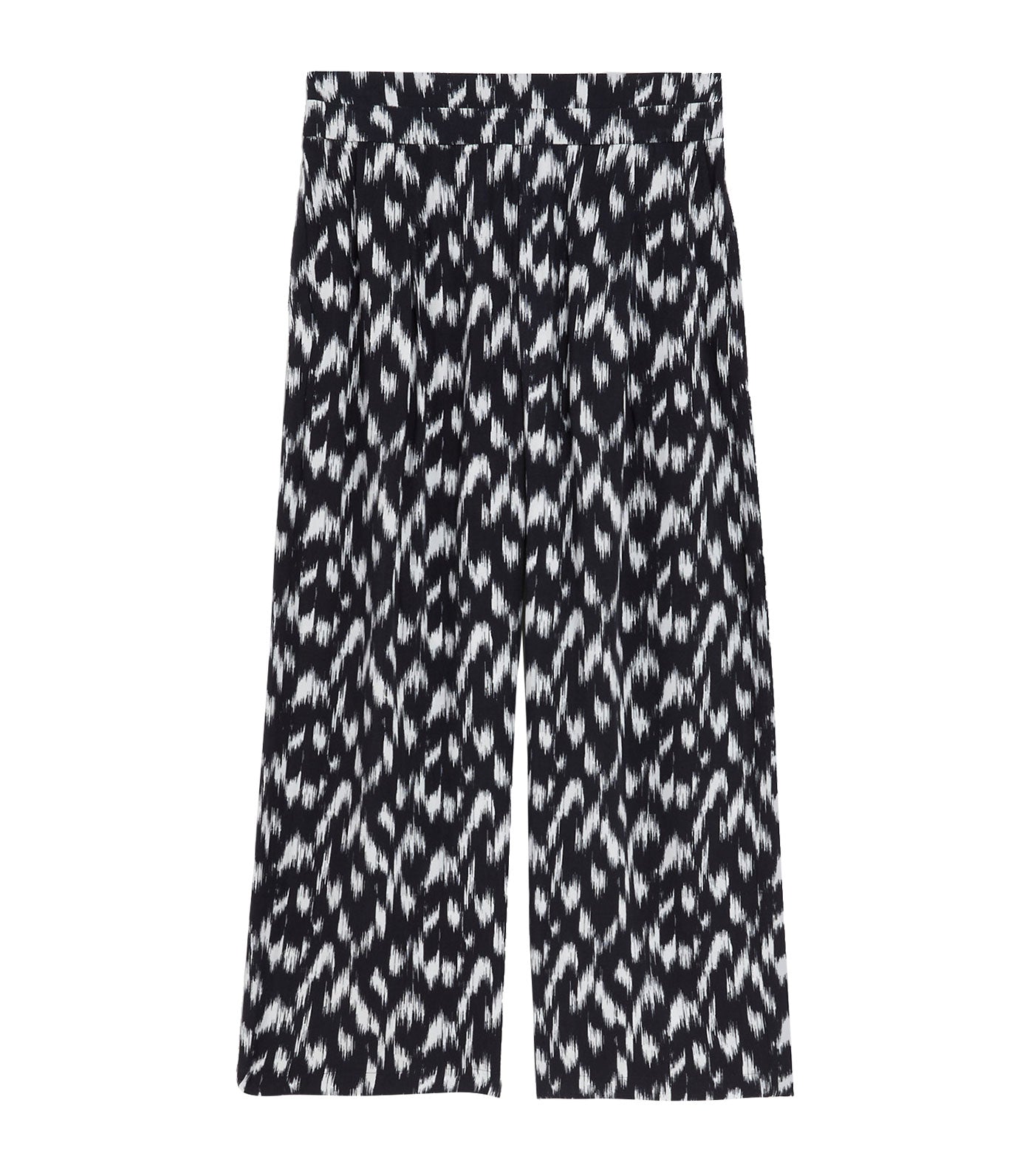Printed Wide Leg Cropped Trousers Black/White