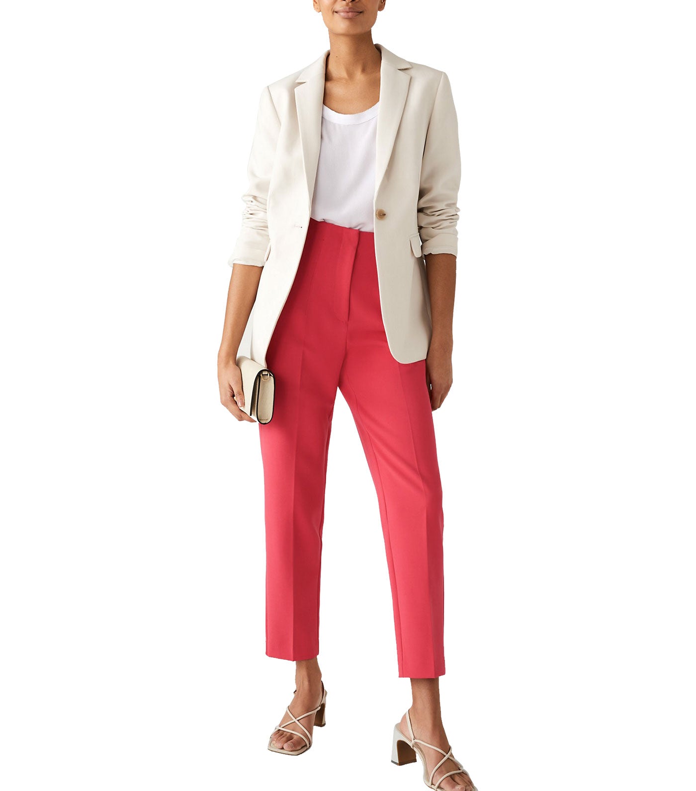Tapered Ankle Grazer Trousers Bright Red