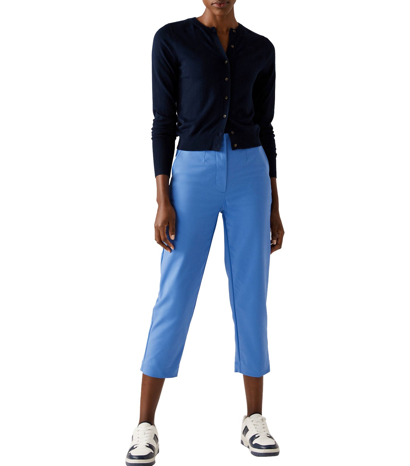 Cotton Blend Slim Fit Cropped Trousers Lupin