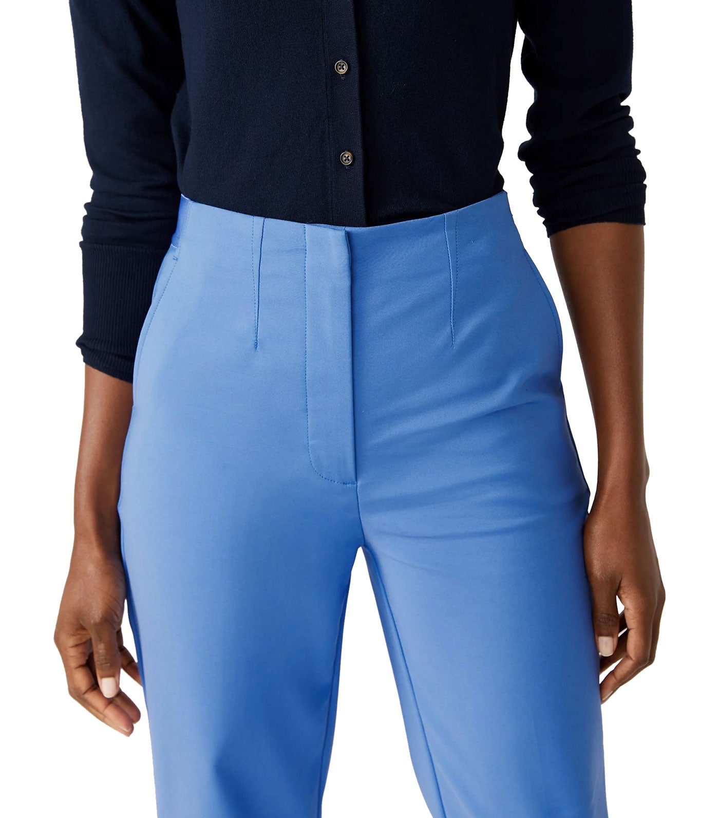 Cotton Blend Slim Fit Cropped Trousers Lupin