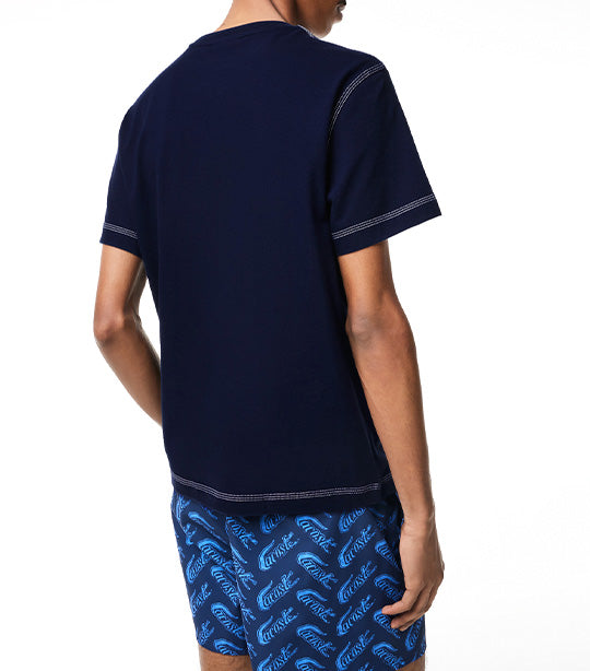 Men’s Vintage Print Organic Cotton T-Shirt Navy Blue