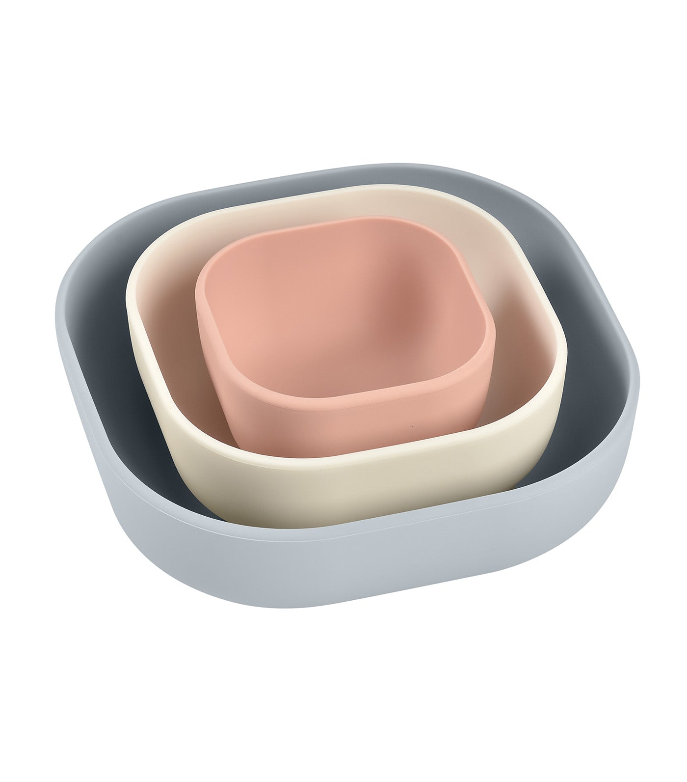 BÉABA 3-Piece Silicone Nesting Bowl - Pink/Gray