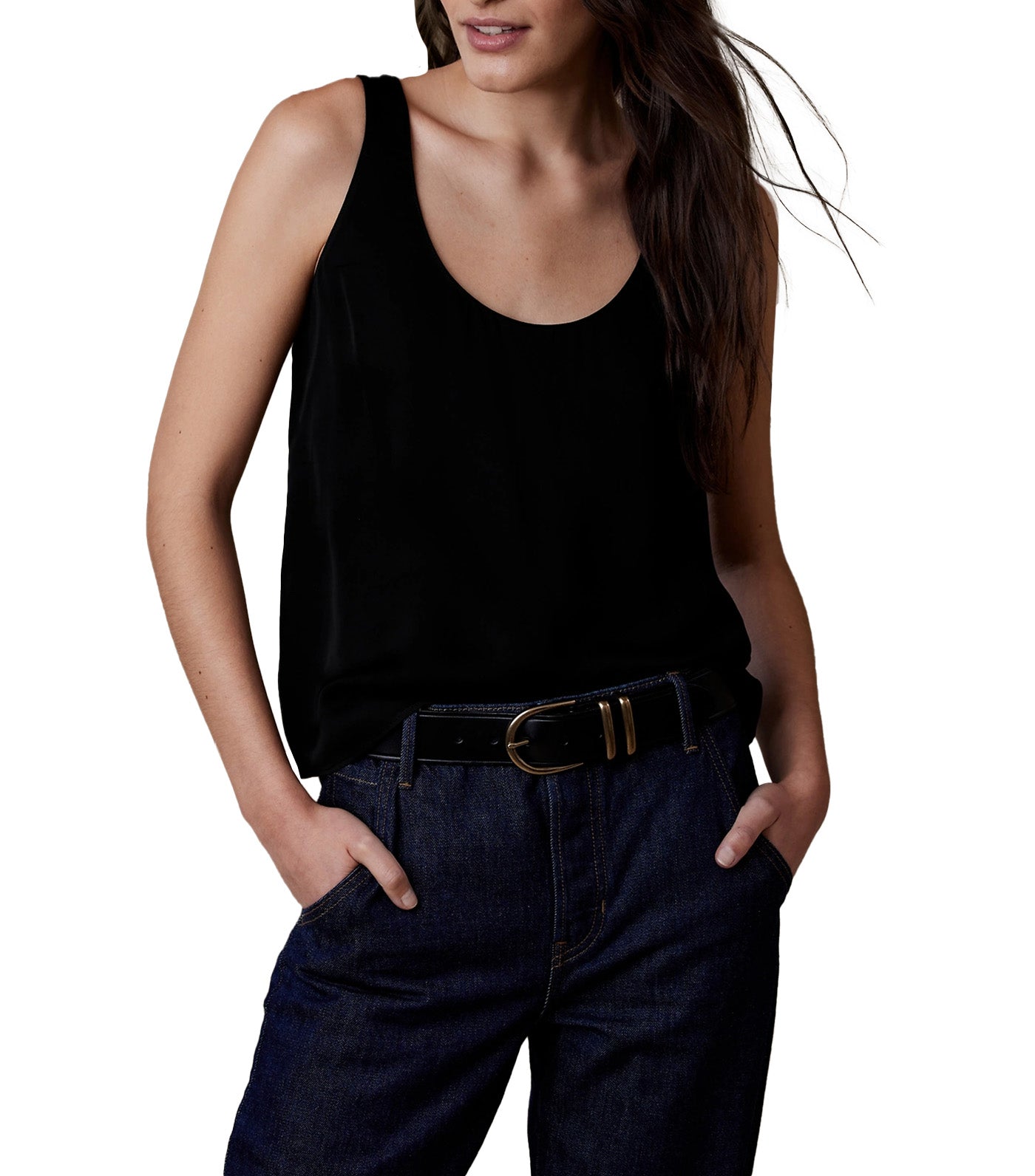Essential Satin Tank Black