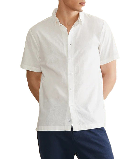 Stretch Linen Short Sleeve Shirt White