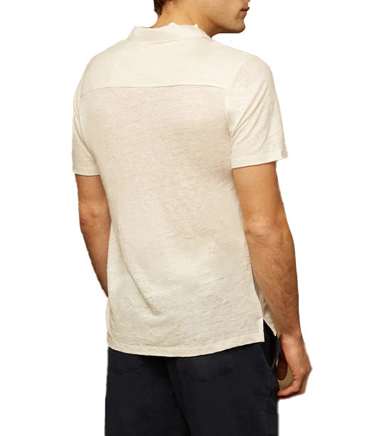 Short Sleeve Linen Polo White