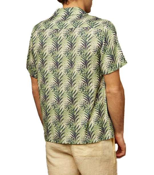 Viscose Convertible Camp Shirt Palm Frond Multi