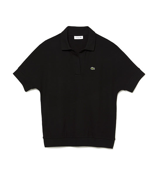 Women's Flowy Piqué Polo Shirt Black