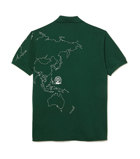 Men’s Printed Organic Cotton Piqué Polo Shirt Green