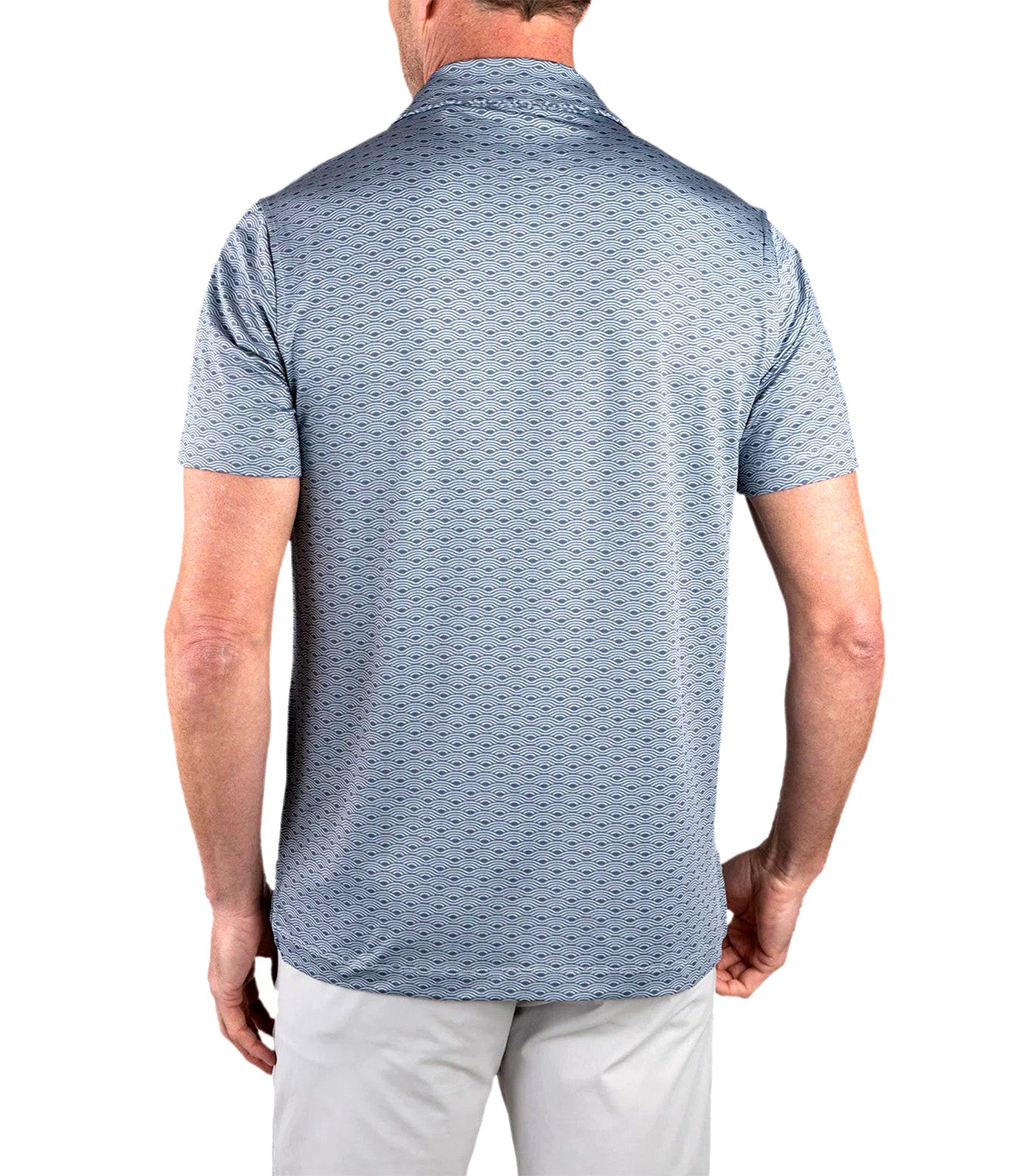 UPF Polyester Jersey Heather Polo Blue Fog Waves