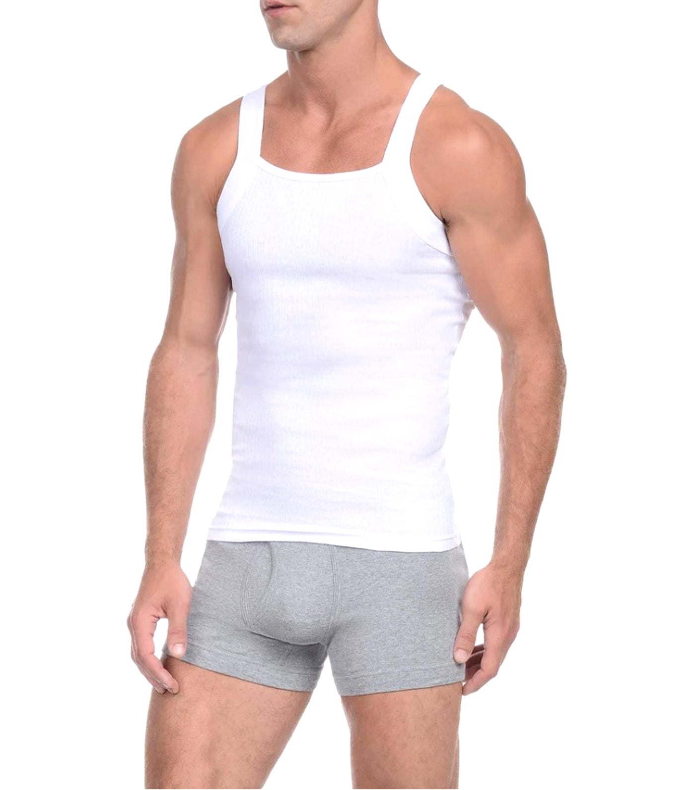 Essential Cotton Square Cut Tank Two-Pack White