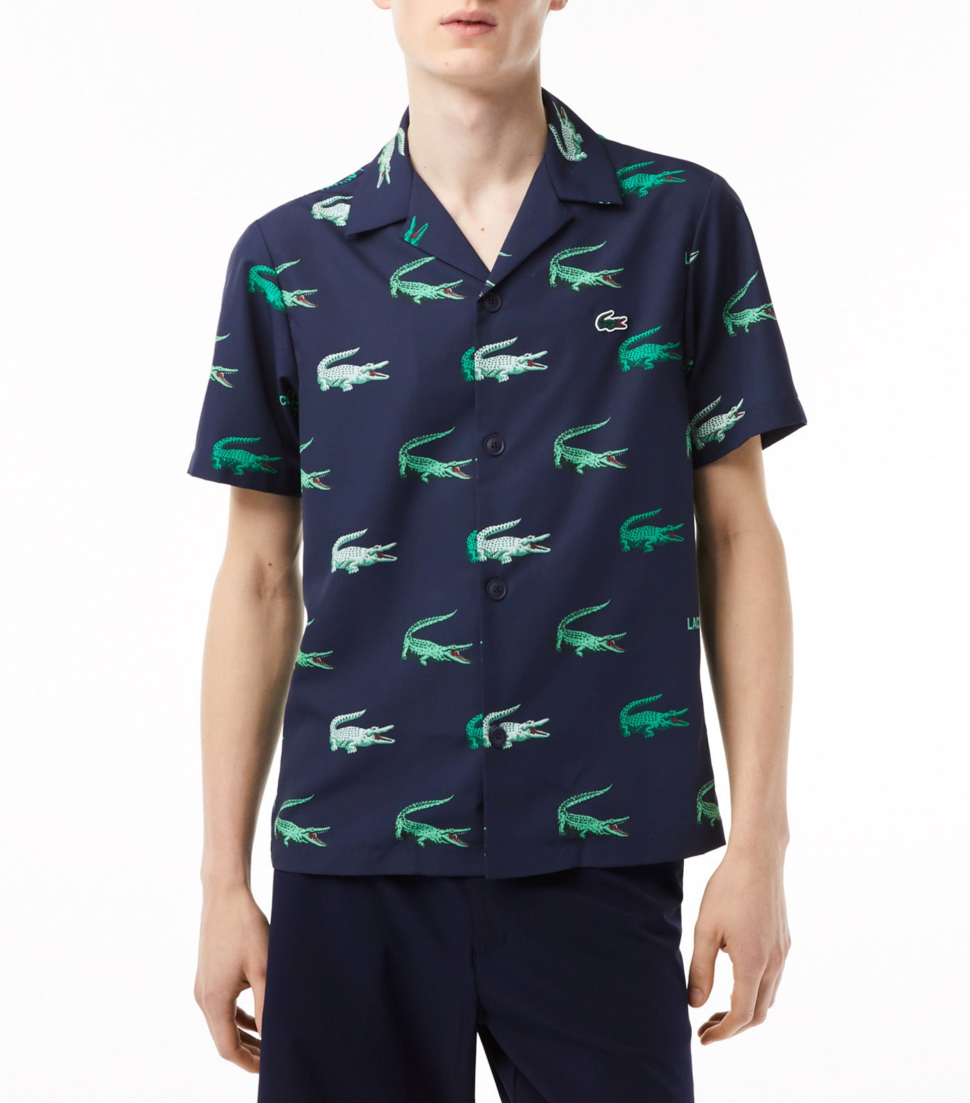 Men’s Golf Printed Short-Sleeved Shirt Navy Blue