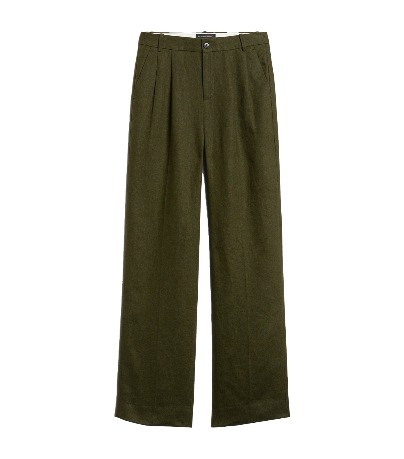 Palma Straight-Leg Linen Pant Camo Green