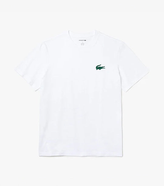 Men's Velour Crocodile Crew Neck Cotton Indoor T-Shirt White/Sinople