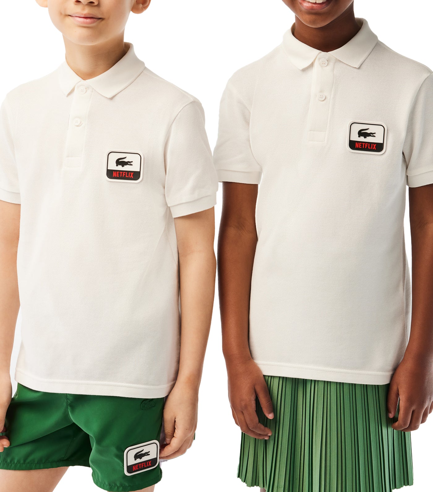 Kids’ Lacoste x Netflix Contrast Print Polo Shirt Flour