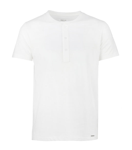 Henley Button T-Shirt White