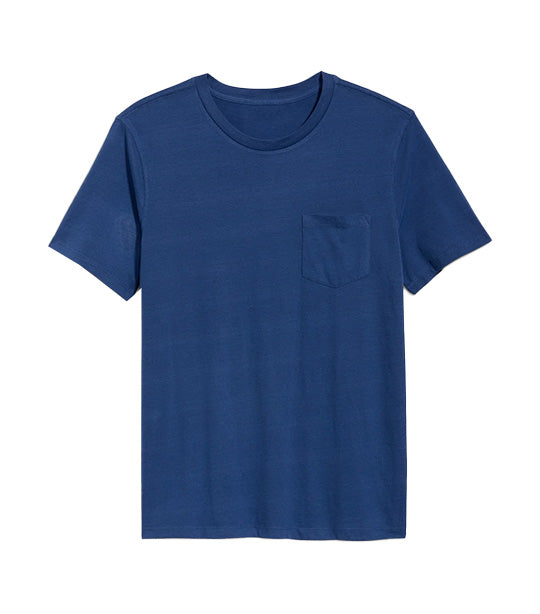 Soft-Washed Chest-Pocket Crew-Neck T-Shirt for Men In The Navy