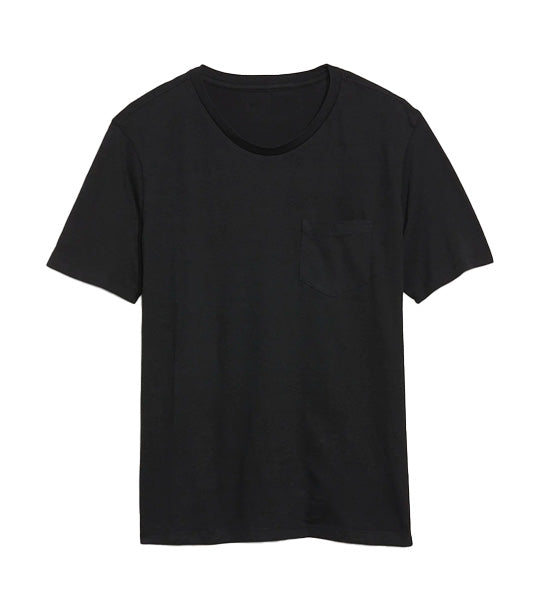 Soft-Washed Chest-Pocket Crew-Neck T-Shirt for Men Black Jack