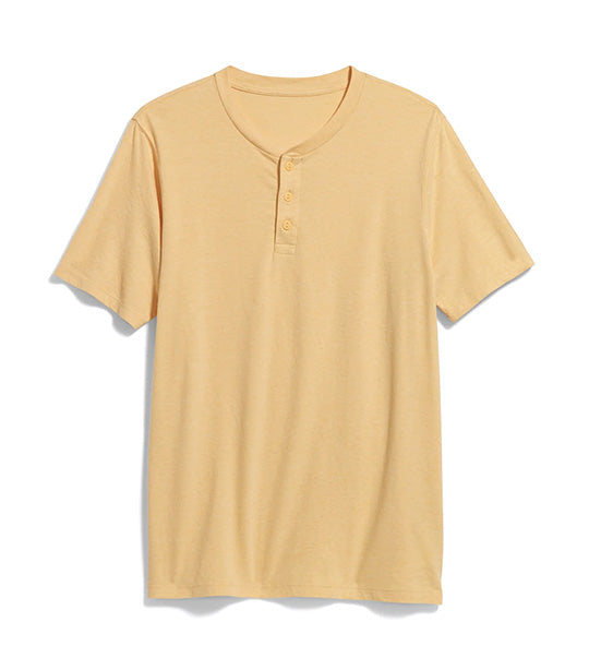 Soft-Washed Short-Sleeve Henley T-Shirt for Men Sweet Pollen