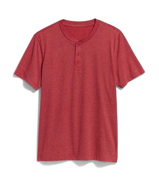 Soft-Washed Short-Sleeve Henley T-Shirt for Men Tomato Juice
