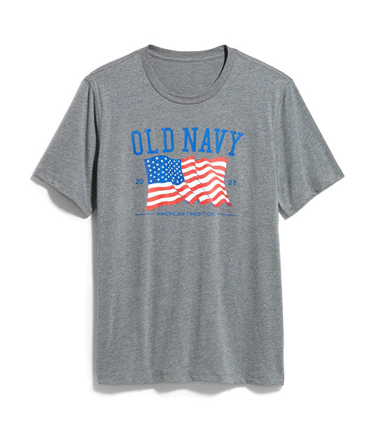 Matching "Old Navy" Flag Graphic T-Shirt for Men B25 Dark Heather Gray