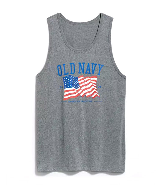 Matching "Old Navy" Flag Graphic Tank Top for Men B25 Dark Heather Gray