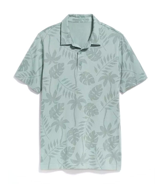 Printed Classic Fit Jersey Polo for Men Swaying Palm