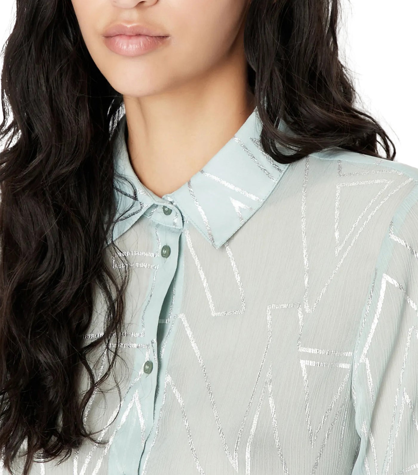 All Over Logo Chiffon Blouse Magnesium Silver