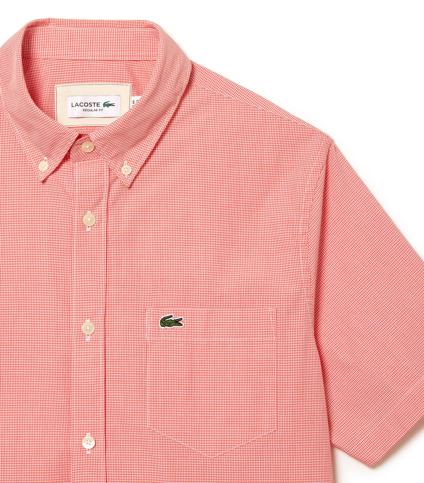 Men's Regular Fit Gingham Check Shirt White/Watermelon