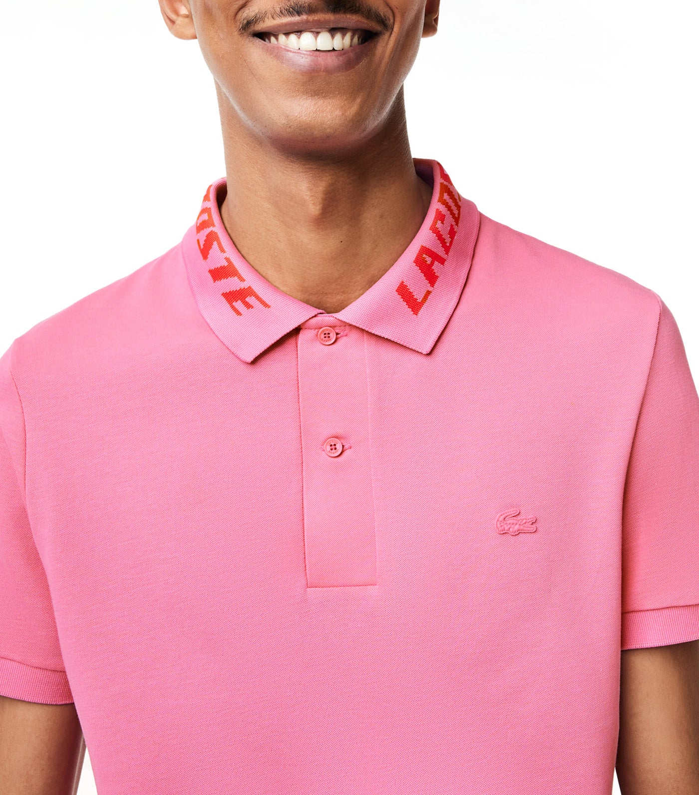 Lacoste Men's Branded Slim Fit Piqué Polo Shirt Reseda Pink