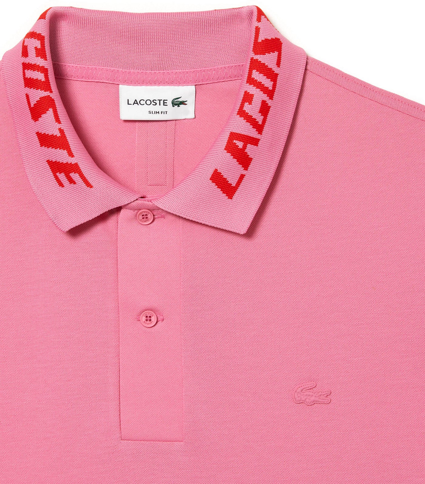 Men's Branded Slim Fit Stretch Piqué Polo Shirt Reseda Pink