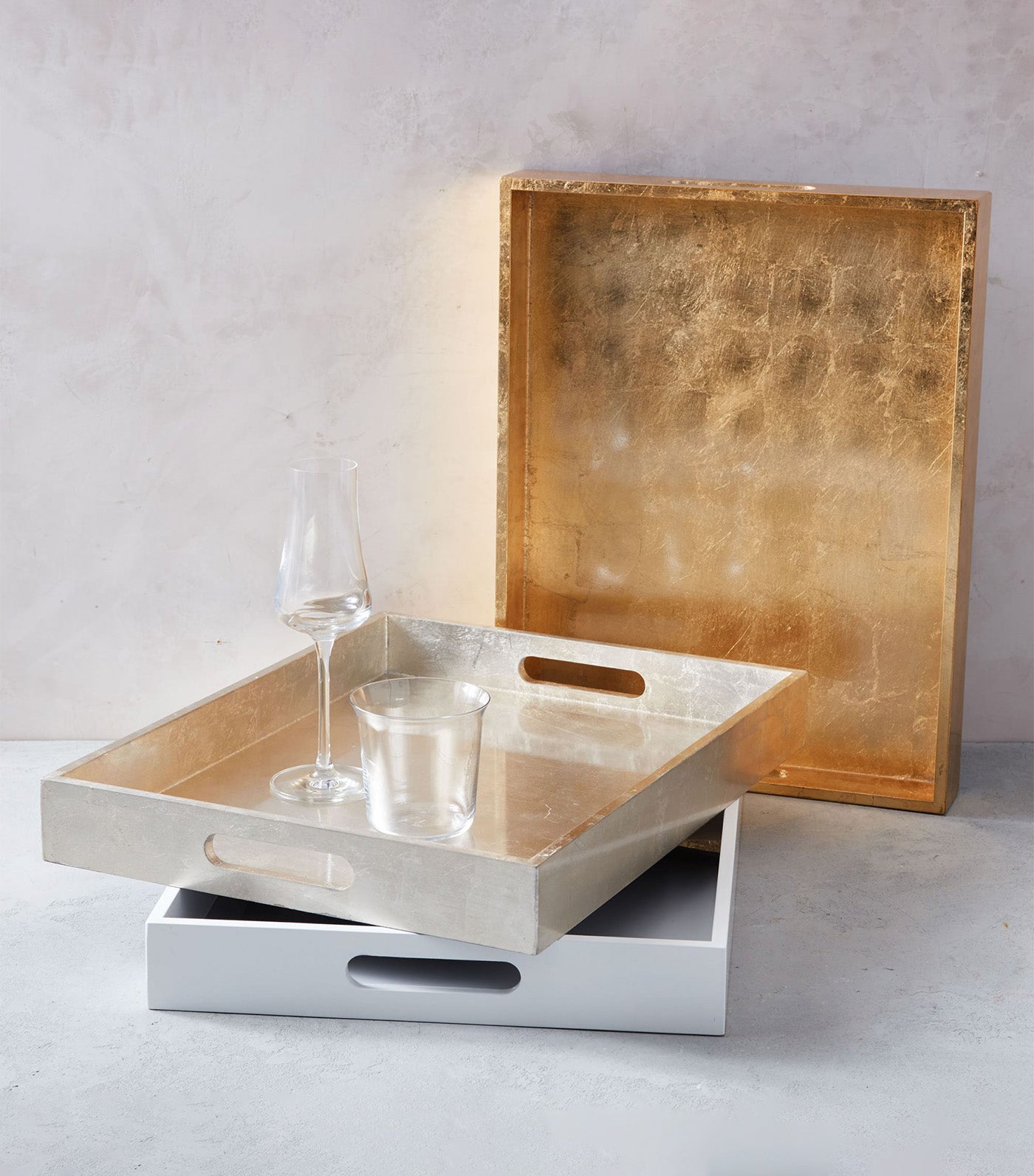 west elm Silver Lacquered Wood Tray