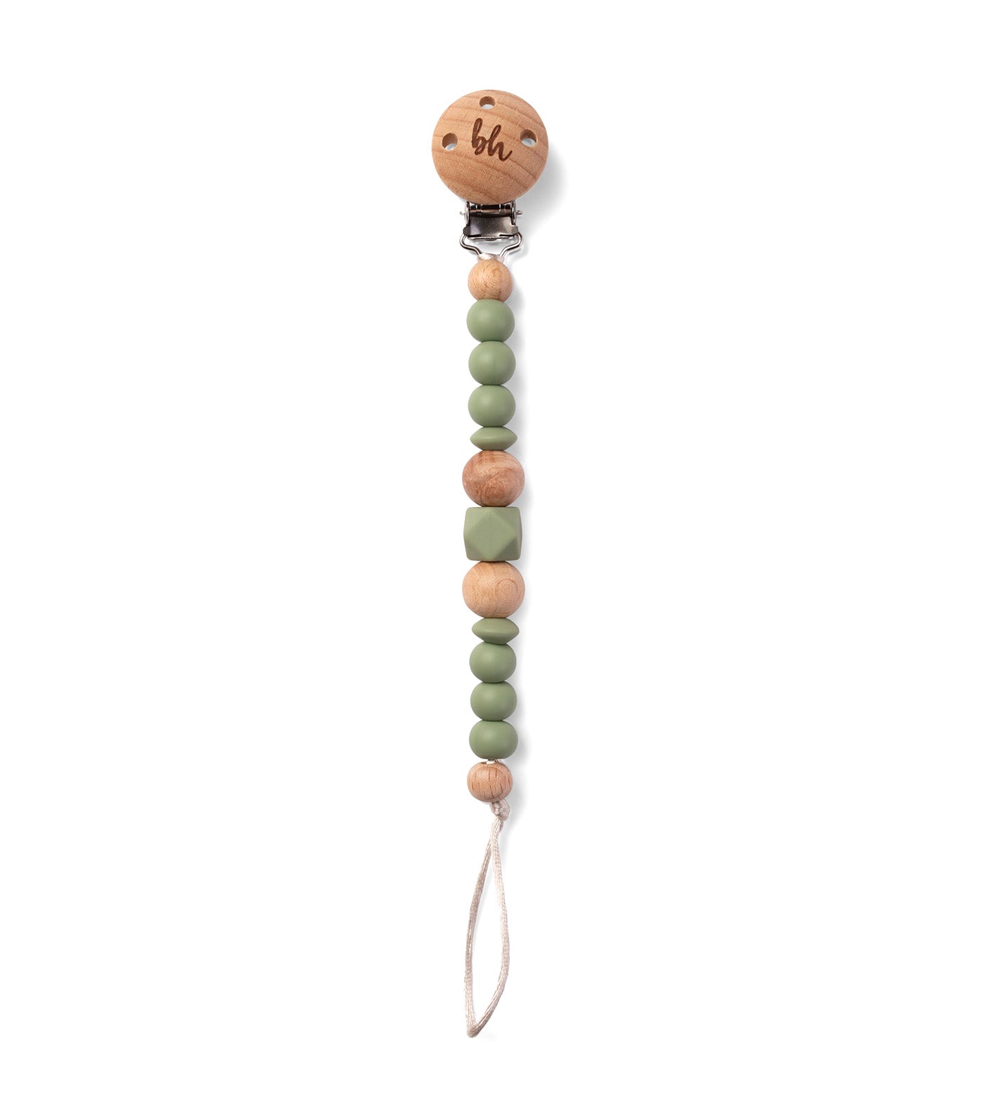 PaciGrip Silicone and Wood Beaded Teething Clip