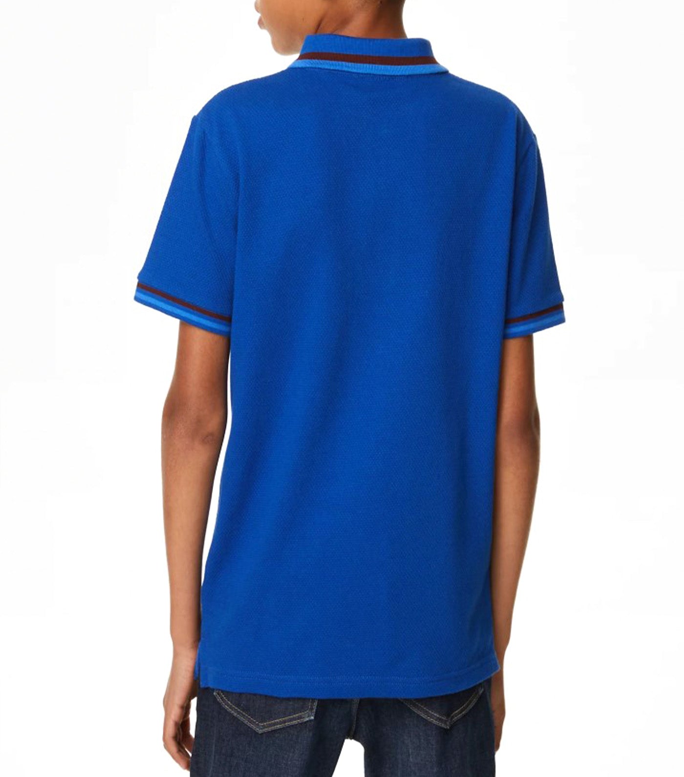 Cotton Rich Half Zip Polo Shirt Blue