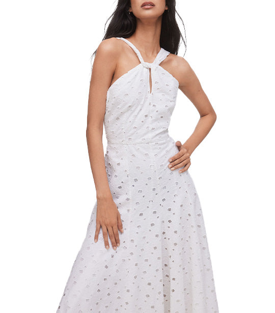Halter Midi Dress White