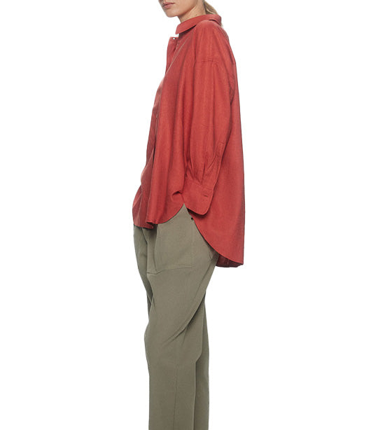 Long Sleeves Oversized Shirt Red